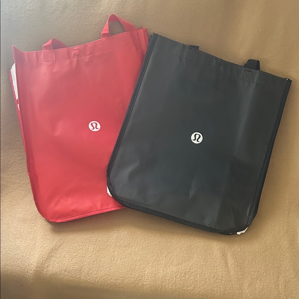 Lululemon Reusable Red and Black Tote Bags - Large